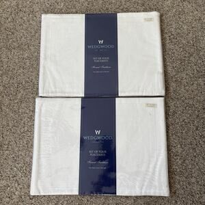 8 WEDGWOOD Formal Traditions Pure White Dynasty Placemats Damask NEW in package